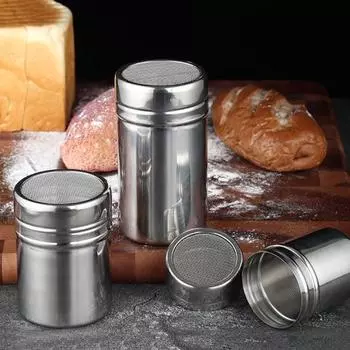 Сито для специй из нержавеющей стали с крышкой, вращающаяся крышка с мелкой сеткой, банка для приправ для перца, кофейного порошка, специй для барбекю, пищевая соль, сахарница S