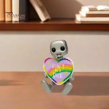 Sitting Robot Figurine Is This Too Cheesy Don t Be A Dick Little Robot Resin Statue Sculpture Home Office Desktop Decoration Ornament A