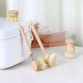 Сизаль Твердый Деревянный Креативный Горшок Щетка Длинная Ручка Кухонная Щетка Деревянная Длинная Ручка Горшок Столовая Посуда Чистящая Щетка Головка