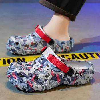 Size 47 EVA Men Sandals Couple Soft Personality Hollow Garden Shoes Beach Slippers Sneakers Male Water Shoes Slip On Foam Runner 40 красный