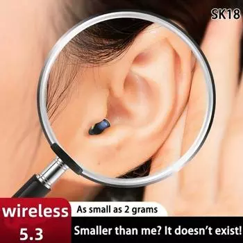 SK18 Sleep Mini Invisible Headphone Беспроводные Bluetooth-наушники с микрофоном Шумоподавление Бас-вкладыши Гарнитура Наушники-вкладыши для iPhone чёрный