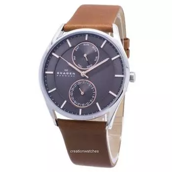 Skagen Holst Многофункциональные кварцевые мужские часы из нержавеющей стали SKW6086 древесный уголь