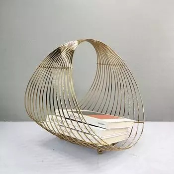 Скандинавская геометрическая железная корзина для книг, книжная полка, креативная полка для хранения журналов, настольная металлическая полка для хранения образцов