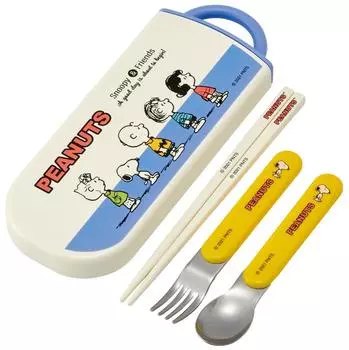 Skater Antibacterial Slide Trio Set Lunch Box Chopsticks Spoon Fork Snoopy Two Tone Color Made in Japan Children s TACC2AG-A