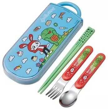 Skater Antibacterial Slide Trio Set Lunch Box Chopsticks Spoon Fork Maizen Sisters Made in Japan Children s TACC2AG-A