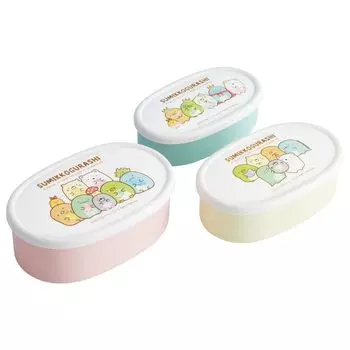 Skater Lunch Box Seal Container Storage Container Set of 3 Medium Small Sumikkogurashi Mole House Sanrio Made in Japan (Large 400ml, 280ml, 180ml)