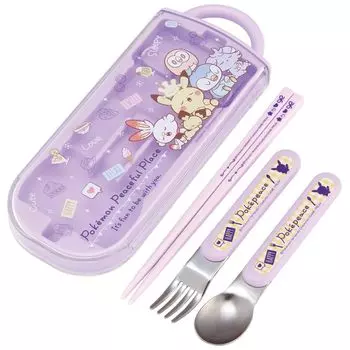 Skater Lunch Box Trio Set Chops Box Spoon Fork Kids Tableware Antibacterial Treatment Легко открывается Раздвижной тип Сделано в Японии Pokemon Poke Piece 24