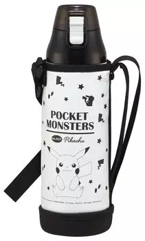 Skater One Push Direct Drinking Water Bottle with Cover and Lock 990ml Stainless Steel Cold Storage Pocket Monster Pokemon Pikachu Face Direct Bottle
