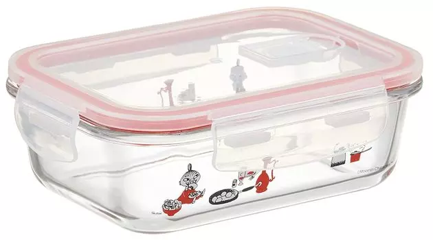 Skater Storage Container 650ml M Heat Resistant Glass Oven Microwave Dishwasher Safe Comes with Lid Valve 4 Point Lock Moomin GBST7-A