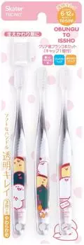 Skater Toothbrush for Elementary School Ages 3 Comes with Students, 6-12, Soft, Clear, Bottles, Stationery, 15.5cm TBCR6T-A