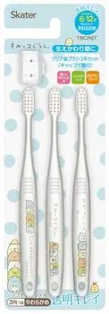 Skater Toothbrush for Elementary School Students Years Soft Clear 3 Bottles Sumikko Gurashi TBCR6T 6-12 15.5cm