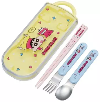 Skater Trio Set Chopsticks Spoon Fork Crayon 23 Antibacterial Made in Japan Shin-chan Children s TACC2AG-A