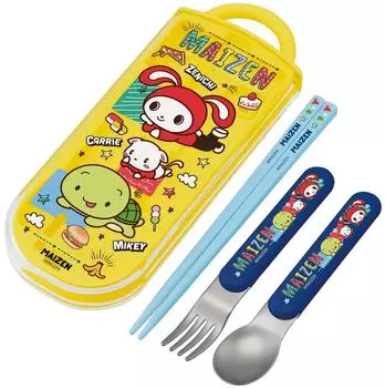 Skater Trio Set Chopsticks Spoon Fork Maizen Sisters Antibacterial Made in Japan Children s TACC2AG-A