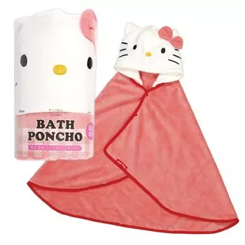 Skater Water Absorbent Quick Drying Hooded Bath Poncho Hello Kitty Sanrio Height 108 x Width 92cm BPO1-A