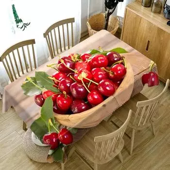 Скатерть с фруктами и вишней, зеленые овощи, пылезащитная моющаяся ткань, плотная хлопковая прямоугольная и круглая скатерть 40 X 40CM