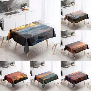 Скатерть с морским пейзажем, необрастающая водонепроницаемая прямоугольная кухонная обеденный стол, украшение для дома 40x70cm