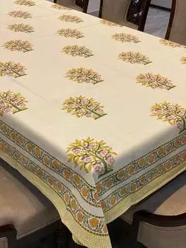 Скатерть с ручной печатью, 6-местная (90*60 дюймов)