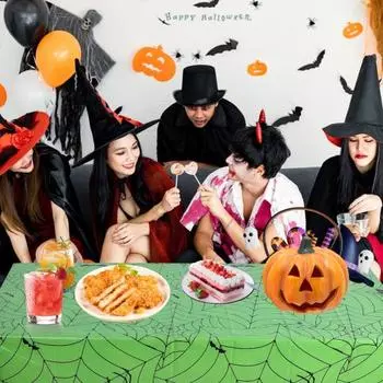 Скатерть Yousheng Halloween Spiderweb, водонепроницаемая пластиковая скатерть для стола, прямоугольная скатерть для обеденного стола для домашнего декора на Хэллоуин фиолетовый