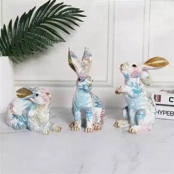 Сказочная садовая фигурка кролика без запаха, гладкие края, декор из смолы, скандинавский кролик для интерьера