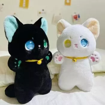 Сказочный кот, черно-белый кот, плюшевая игрушка, мягкие игрушки Kawaii, детские игрушки белый