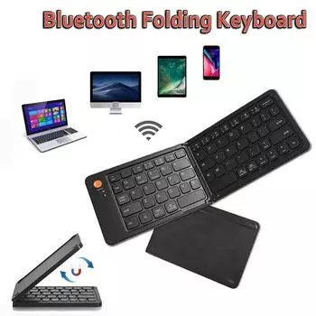 Складная беспроводная Bluetooth-клавиатура для IPAD, мобильного планшета, ноутбука, портативная офисная мини-клавиатура, Android IOS HarmonyOS, универсальная чёрный