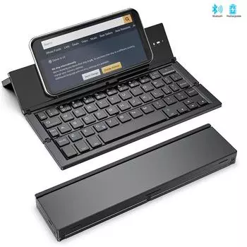 Складная Bluetooth-клавиатура Jomaa, перезаряжаемая складная беспроводная клавиатура карманного размера для iPad iPhone Silver English