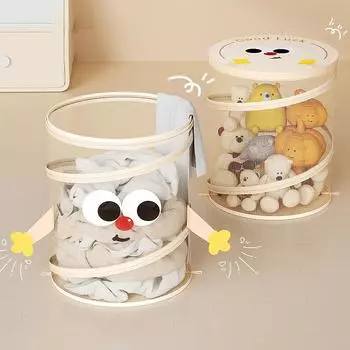 Складная корзина для белья для детей, моющиеся игрушки из мультфильмов, корзина для хранения одежды и обуви, модная сетчатая дышащая ванна, аксессуары Without Lid