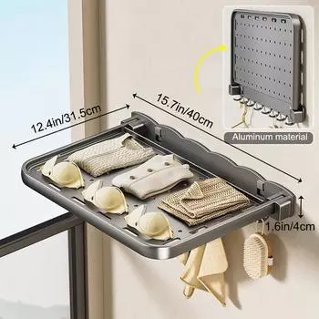 Складная настенная полка для ванной комнаты, туалета, кухни, выдвижная сушилка для белья, полка для ванной комнаты, балкона серый
