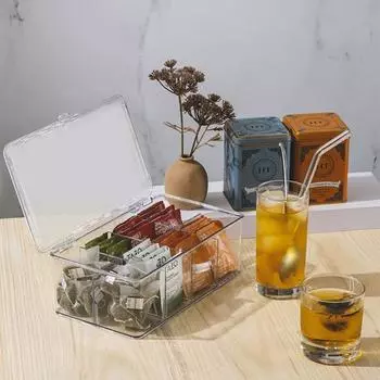 Складная пластиковая коробка для хранения чайных пакетиков прозрачная с крышкой коробка для чайных пакетиков акриловый органайзер для рабочего стола