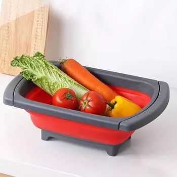 Складная прямоугольная силиконовая сливная корзина, выдвижная корзина для фильтра воды, бытовая корзина для фильтра фруктов и овощей One size fits all