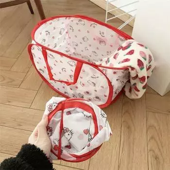 Складная сумка для хранения в форме сердца котенка, корзина для хранения грязной одежды, корзина для белья, корзина для грязной одежды, подвесная сумка большой емкости, портативная красный
