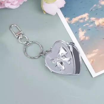 Складное зеркало в форме сердца с бантом, брелок, двухстороннее косметическое зеркало в стиле Y2K, подвеска на сумку, милый, крутой, модный декор