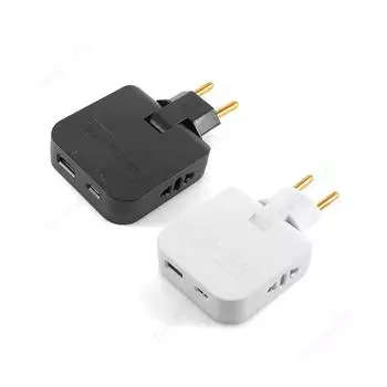 Складной адаптер для вилки ЕС с портом USB 4 в 1 удлинитель для России, Испании, Кореи, дорожные адаптеры, преобразователь мощности, розетки переменного тока white