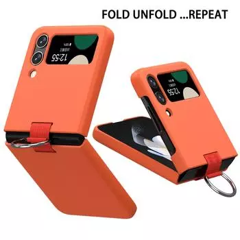 Складной чехол с кольцом на палец для защиты от падения для Samsung Galaxy Z Flip4 Flip 4 Flip3 Flip 3, тонкий жесткий чехол для телефона из ПК, принципиально for Samsung Z Flip 4 небесно-голубой