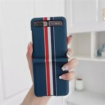 Складной чехол с рисунком личи для Samsung Galaxy Z, 2021, роскошные противоударные кожаные чехлы с откидной крышкой для F7000, 2021 синий