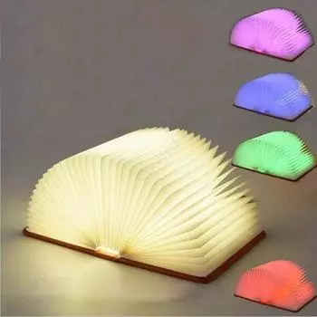 Складной креативный светодиодный складной ночник-книжка с USB-зарядкой, трехцветный, защита глаз, освещение для спальни, кабинета 15X11X2.5cm