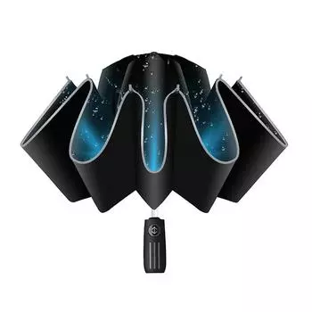 Складной обратный зонт, полностью автоматический Black чёрный
