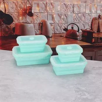 Складной силиконовый ланч-бокс Bento Box 4 размера, складной портативный ланч-бокс для еды, столовая посуда, контейнер для еды, миска, ланч-бокс, столовая посуда 1&1