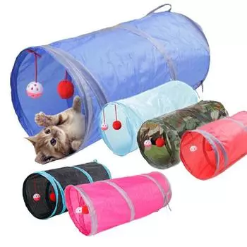Складной туннель для кошек и котят, туннель для кроликов, пещера, проход, игрушка для скрытия домашних животных разноцветный