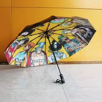 Складной зонт ONE PIECE, оригинальный женский виниловый зонт, 10 костей, автоматический морской зонт King с принтом бренда Tide 23 inches and 10 bones
