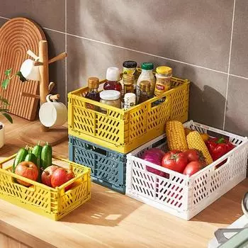 Складные корзины для хранения Пластиковый держатель для продуктов Складная корзина для хранения овощей и фруктов Экологичный кухонный органайзер Продукция