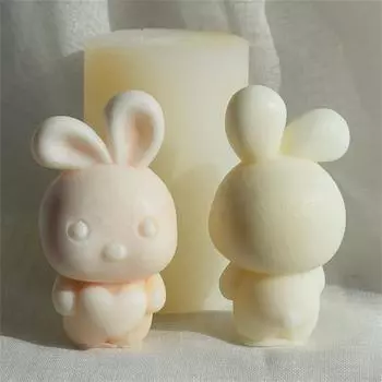Складные ушки Love Rabbit Свеча Силиконовая форма Ароматизированный кролик Смола Форма DIY Поделки Свеча Мыловарение Украшения для дома белый