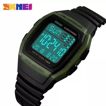 Skmei Chrono Countdown Мужские наручные часы Цифровые спортивные мужские часы Dual Time Повседневные уличные мужские часы Светящиеся montre homme