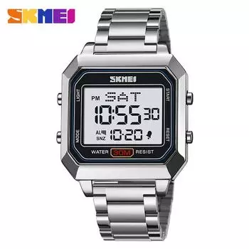 SKMEI Новые мужские часы 2 Time EL Light 30M Водонепроницаемые модные повседневные часы из нержавеющей стали с хронографом и будильником Спортивные часы Наручные часы для мужчин