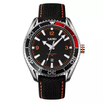 SKMEI Watch Sports Black Arm Watch Watch Стильные фирменные часы с кожаным ремешком Водонепроницаемые Большие повседневные деловые часы с большим циферблатом Аналоговые флуоресцентные роскошные наручные часы черного цвета