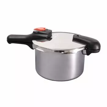 Скороварка Pearl Metal One Hand IH совместимая с нержавеющей сталью с переключением давления, рецепт включен Saving Cook 5.5L H-5437 серебряный