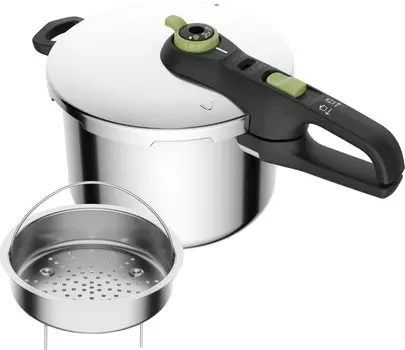 Скороварка Tefal IH для 4-6 человек, управление одной рукой, 10-летняя гарантия P2580704, 6,2 л, совместимая, люди, кастрюля, модная, серебряный