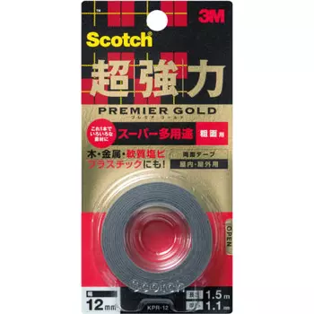 Скотч сверхпрочный двухсторонний скотч Premier Gold (Супер универсальный) для грубых поверхностей KPR-12 12мм x 1,5м