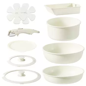 Сковорода CAROTE 10 Fire PFOS Pot Removable Tamagoyaki Frying Marble Smooth Easy Oven Гарантия один год Серия Набор, штук, Совместимость с IH/Gas, бежевый