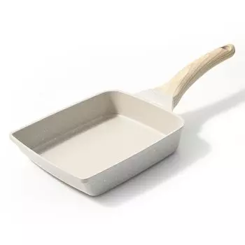 Сковорода CAROTE Tamagoyaki Fire совместима с PFOA, не содержит ПФОС, мраморное покрытие Tamagoyaki, гладкое, скользящее, легко моется, серо-бежевого цвета, гарантия один год, удобная, 1418 см